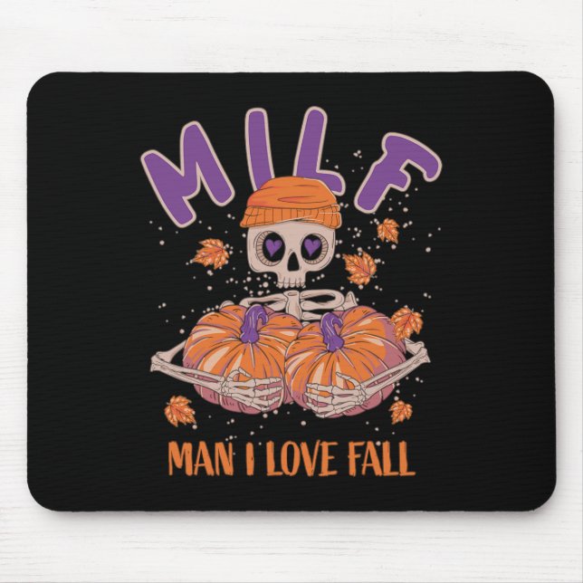 Skeleton Man I Love Fall Fun Skeleton Pumpkin Hall Mouse Mat (Front)