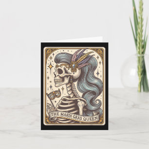 Skeleton Mardi Gras Queen Tarot Card Fat Tuesday C
