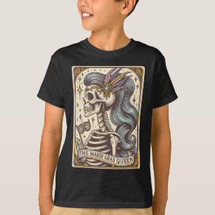 Skeleton Mardi Gras Queen Tarot Card Fat Tuesday C T-Shirt