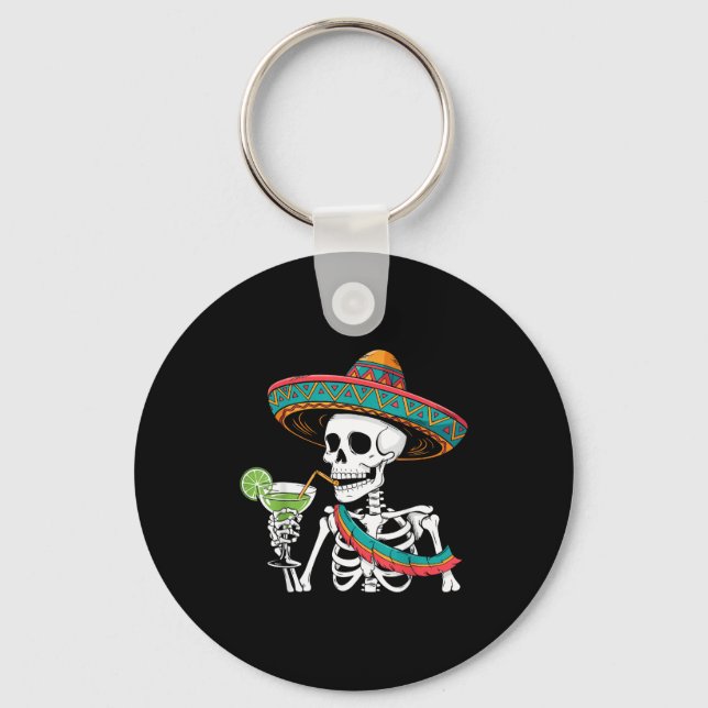 Skeleton margarita cinco de mayo  key ring (Front)