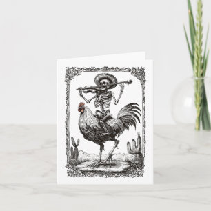 Skeleton Mariachi Bynd Rooster Mexico Fiesta Cinco Card