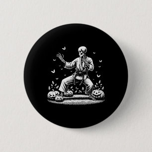 Skeleton Martial Art Karate Judo Player Halloween 6 Cm Round Badge