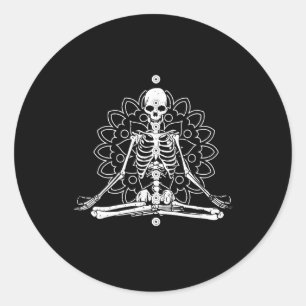 Skeleton Meditation Mandala Halloween Yoga Spiritu Classic Round Sticker