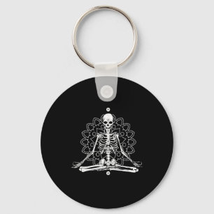 Skeleton Meditation Mandala Halloween Yoga Spiritu Key Ring