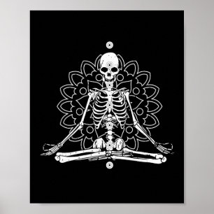 Skeleton Meditation Mandala Halloween Yoga Spiritu Poster
