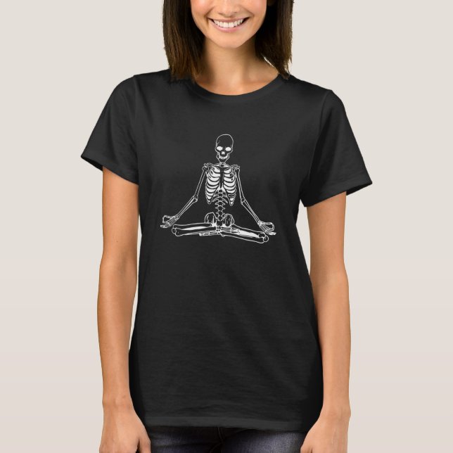 Skeleton Meditation Mandala Halloween Yoga Spiritu T-Shirt (Front)
