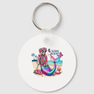 Skeleton Mermaid Aloha Beaches Key Ring