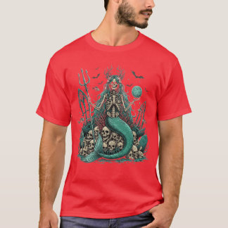 Skeleton Mermaid Gothic Fantasy Horror Ocean frien T-Shirt