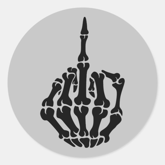 Skeleton Middle Finger Halloween Sticker (Front)