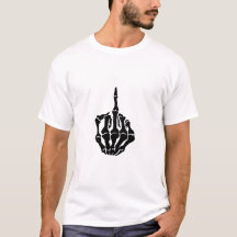 Skeleton Middle Finger White Men T-shirts