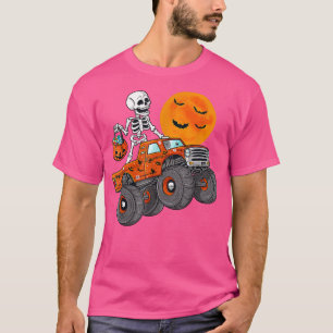 Skeleton Monster Truck Funny Halloween Kids Boys T T-Shirt