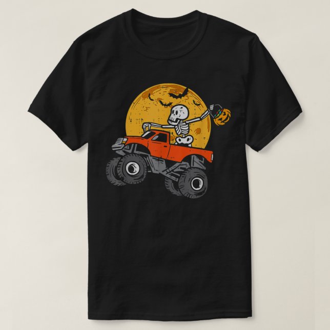 Skeleton Monster Truck Moon Candy Toddler Boys Hal T-Shirt (Design Front)