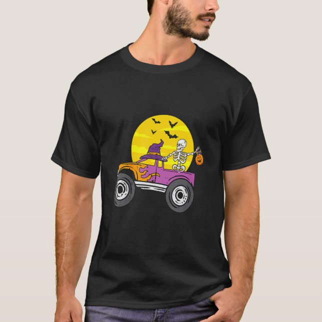 Skeleton Monster Truck Moon Candy Toddler Boys Hal T-Shirt (Front)