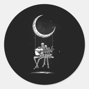 Skeleton Moon Band Tees - Rock And Roll Concert Gr Classic Round Sticker