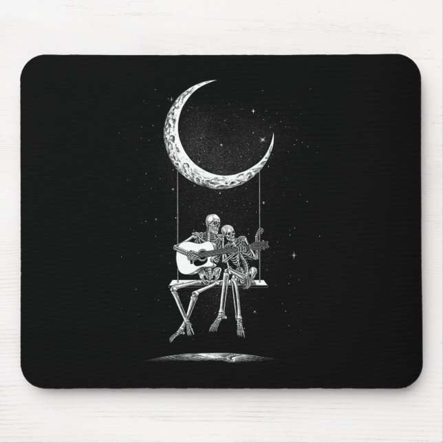 Skeleton Moon Band Tees - Rock And Roll Concert Gr Mouse Mat (Front)