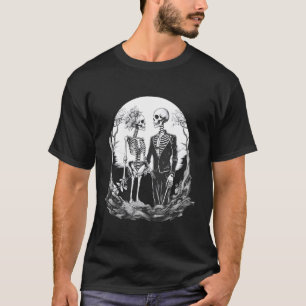 Skeleton Moon Halloween Creepy Couple T-Shirt