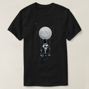 Skeleton Moon Swing Rock and Roll Band Graphic Gif T-Shirt