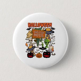 Skeleton Motel Halloween Cute Ghost Ghost Hallowee 6 Cm Round Badge