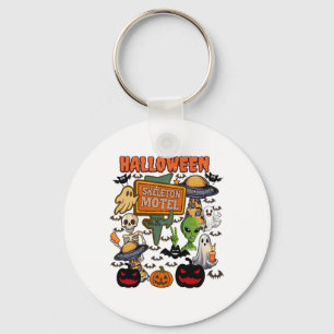 Skeleton Motel Halloween Cute Ghost Ghost Hallowee Key Ring