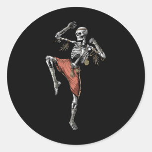 Skeleton Muay Thai Boxing Karate Kickboxing Martia Classic Round Sticker
