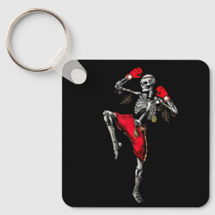 Skeleton Muay Thai Halloween Kickboxing MMA Fighte Key Ring