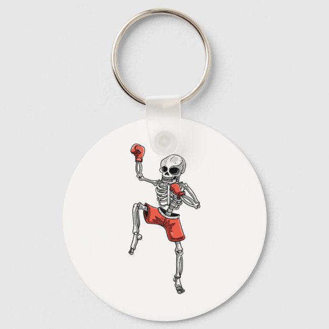 Skeleton Muay Thai Halloween Kickboxing Mma Fighte Key Ring (Front)