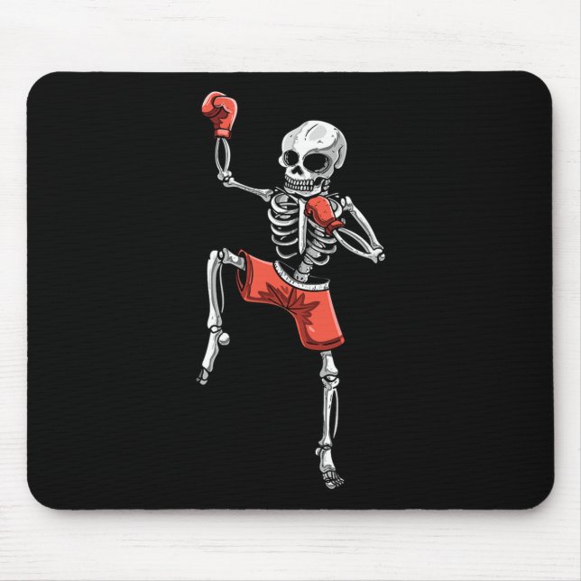 Skeleton Muay Thai Halloween Kickboxing Mma Fighte Mouse Mat (Front)