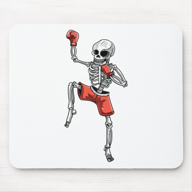 Skeleton Muay Thai Halloween Kickboxing Mma Fighte Mouse Mat (Front)