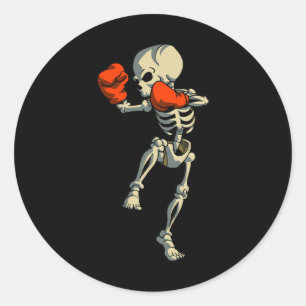 Skeleton Muay Thai Kick Boxing Mma Funny Karate Ha Classic Round Sticker