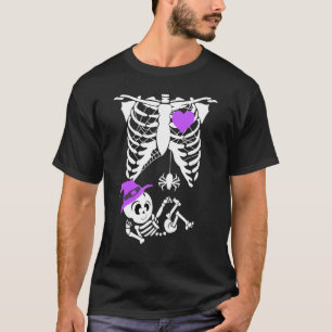 Skeleton Mum Pregnant With Baby Cute Boy  Hallowee T-Shirt