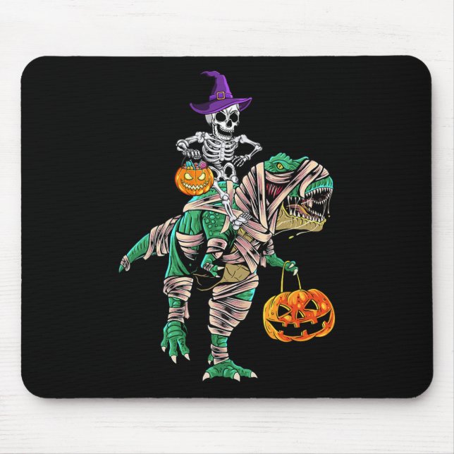 Skeleton Mummy Dinosaur T Rex Halloween  For Boys  Mouse Mat (Front)