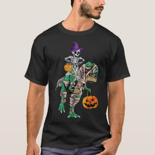 Skeleton Mummy Dinosaur T Rex Halloween  For Boys  T-Shirt