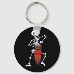 Skeleton Musician Drummer Conga Player  Key Ring