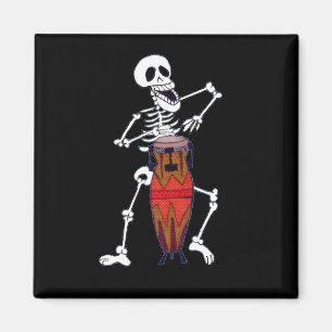 Skeleton Musician Drummer Conga Player   Magnet