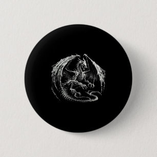 Skeleton Mythical Dragon Breathing Fire Fantasy Ha 6 Cm Round Badge
