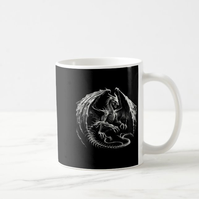 Skeleton Mythical Dragon Breathing Fire Fantasy Ha Coffee Mug (Right)