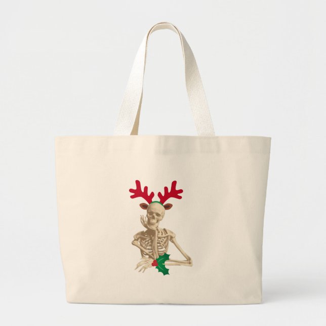 skeleton nightmare christmas large tote bag (Front)
