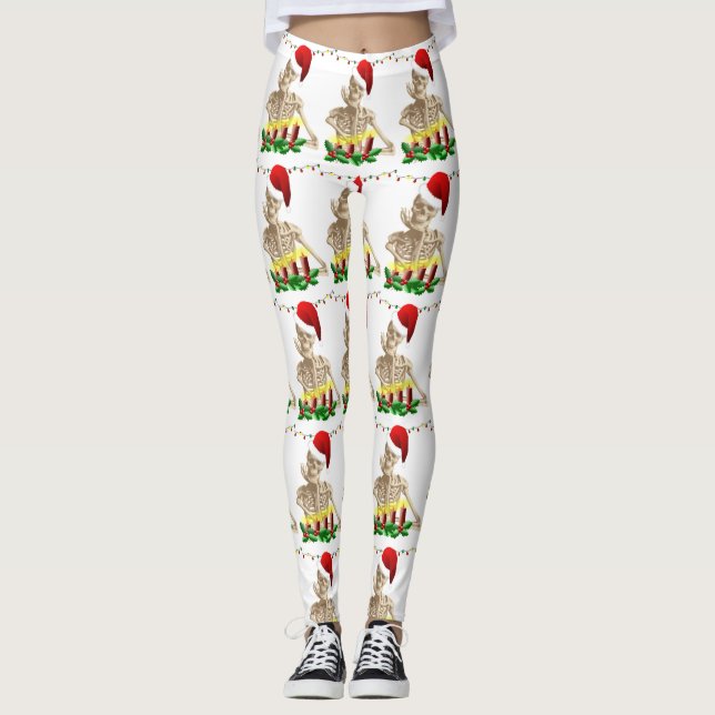 skeleton nightmare christmas leggings (Front)