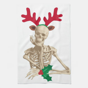 skeleton nightmare christmas tea towel