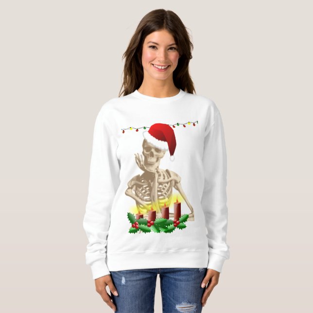 skeleton nightmare christmas womens sweatshirt (Front Full)