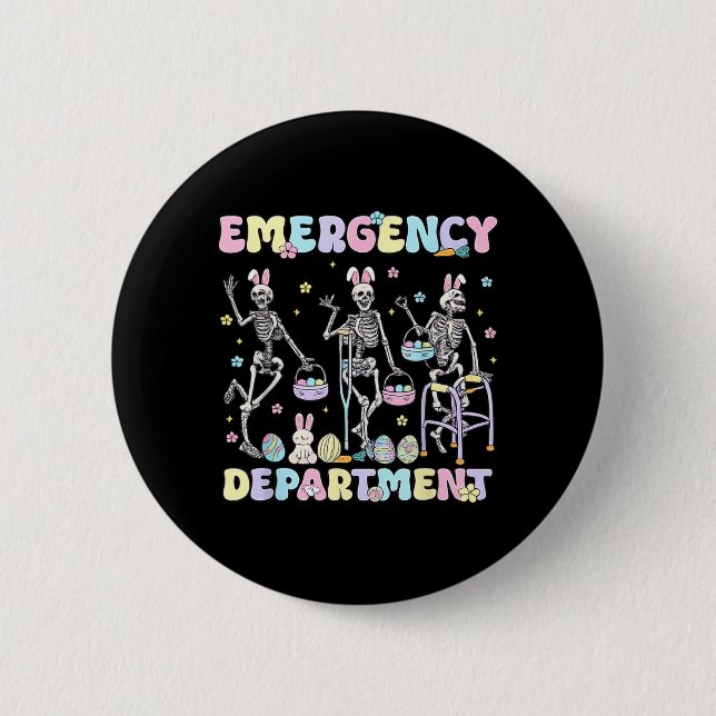 Skeleton Nurse Dancing Easter Day Emergency 6 Cm Round Badge (Front)