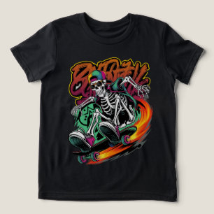 Skeleton on a Skateboard Graffiti Street Style Tri-Blend Shirt
