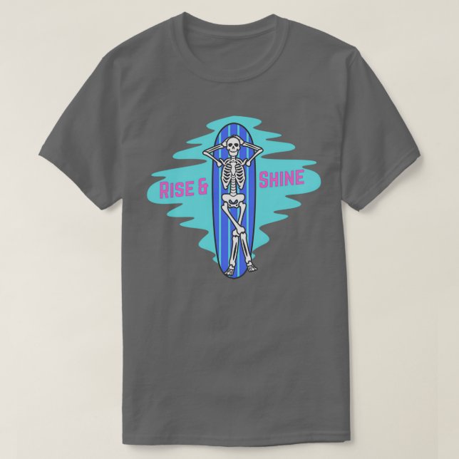 Skeleton On A Surf Board T-Shirt (Design Front)