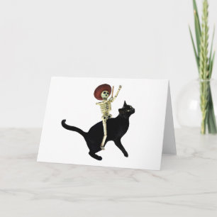 Skeleton on Cat Card