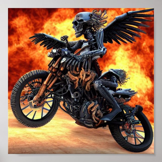 Skeleton on Fire What motorcycle  Poster (Front)