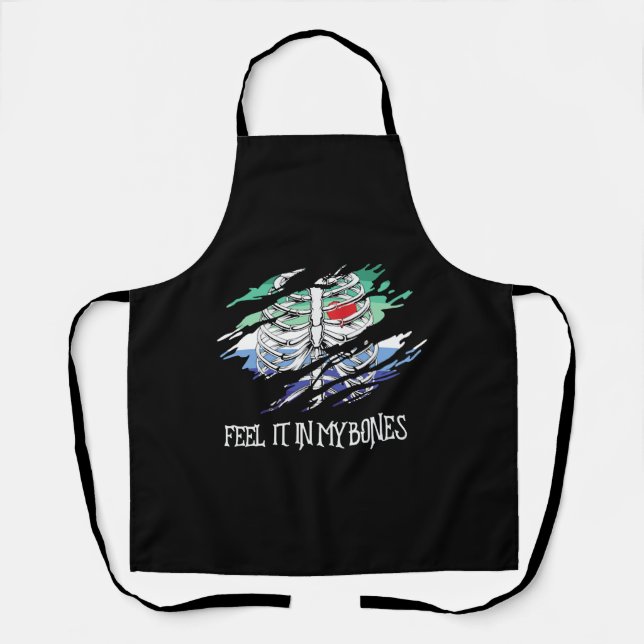 Skeleton on Gay Flag Colours Background Apron (Front)