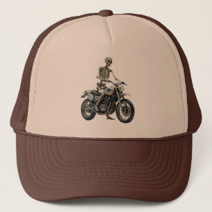Skeleton On Motorbike Trucker Hat