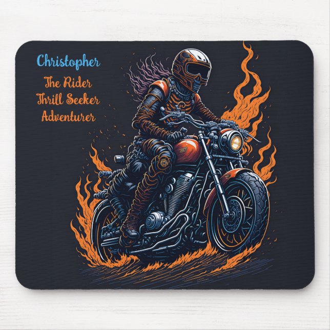 Skeleton On Motorcycle Mouse Mat (Front)