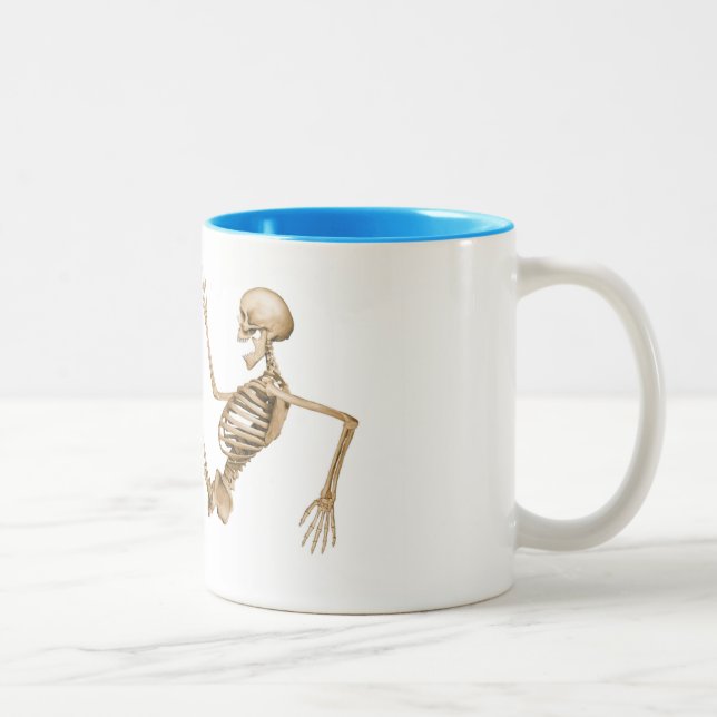 Skeleton on Roller Skates Two-Tone Coffee Mug (Right)