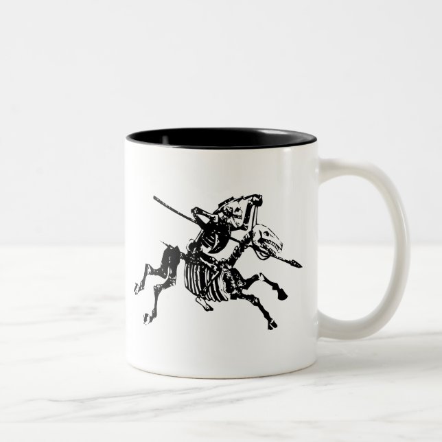 Skeleton on Skeleton Horse Two-Tone Coffee Mug (Right)